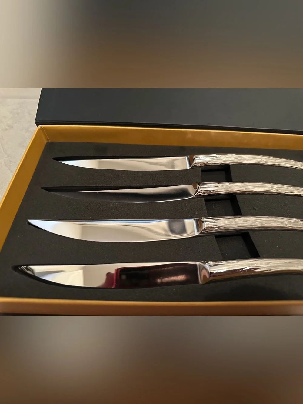 Argent Orfevres 4 Piece Steak Knife Set “Willow” Forged Stainless Steel NEW